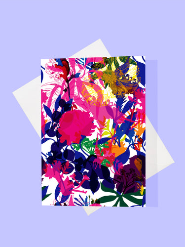 Multi-coloured floral greeting card 