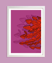 Load image into Gallery viewer, Framed bold  pink and red cactus print 
