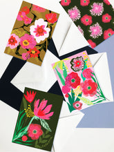 Load image into Gallery viewer, Collection of 4 pink illustrated floral greeting cards 
