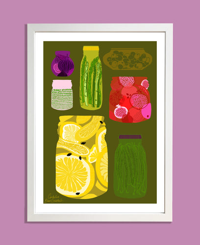 Pickled fruit and veg graphic print 
