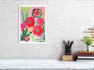 A4 sized floral illustrated print 