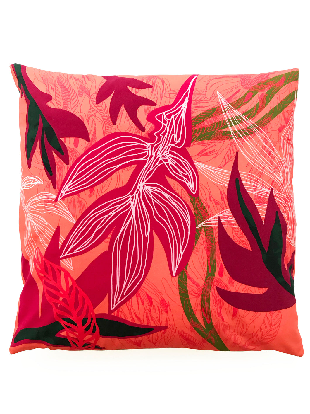 Statement Pink Leaves Cushion Cover